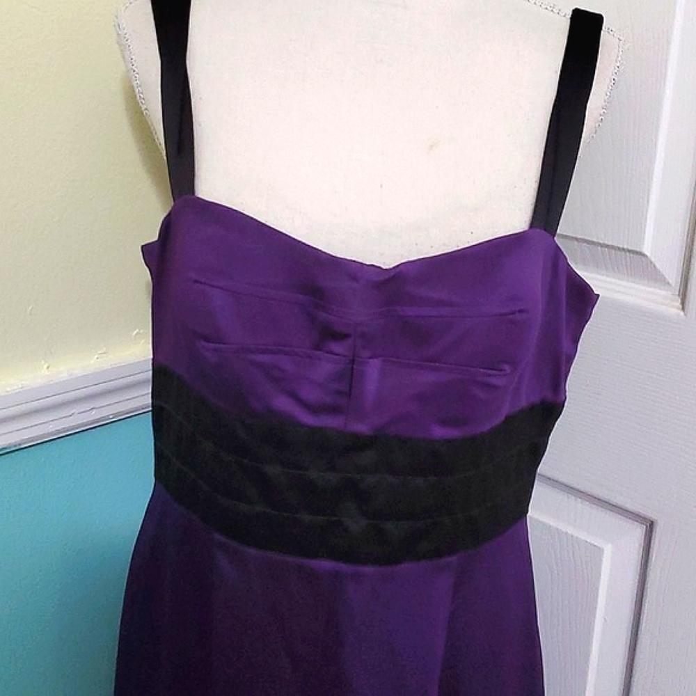 Democracy Purple & Black Pleated Waist Sheath Mini Dress 14 Party Wedding - Picture 2 of 11